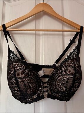 aerie Black Lace Strappy Push-Up Bra